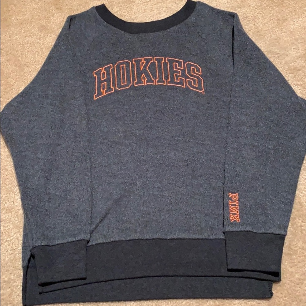 PINK Fleece HOKIES Virginia Tech Shirt. Size Small